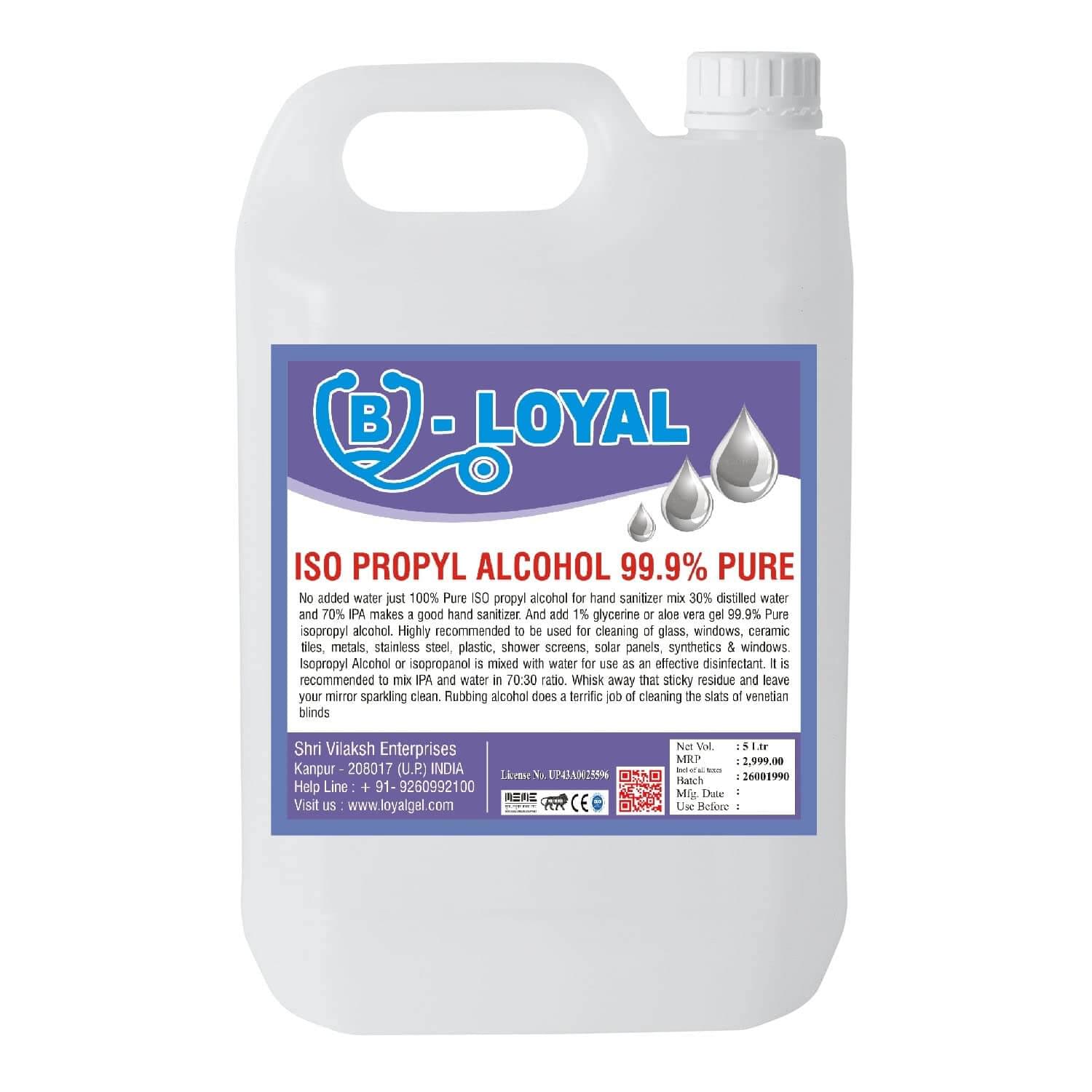 ISO Propyl Alcohol 99.9% Pure