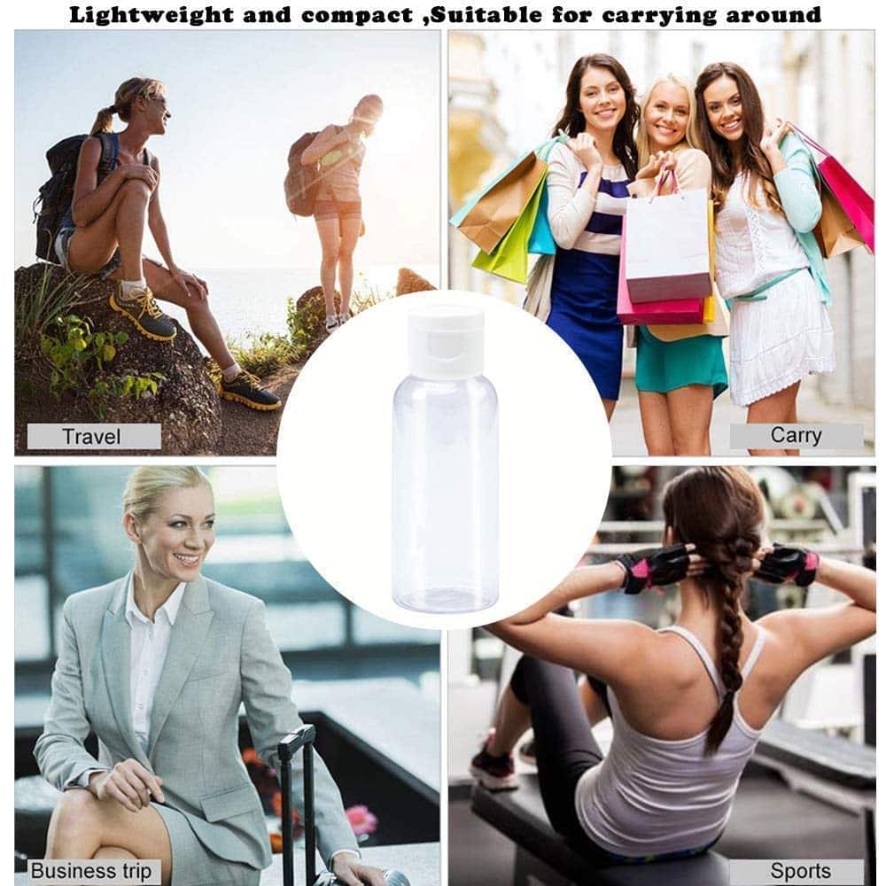 Empty Refillable Round Plastic Bottles with Flip Top Caps - Image 2