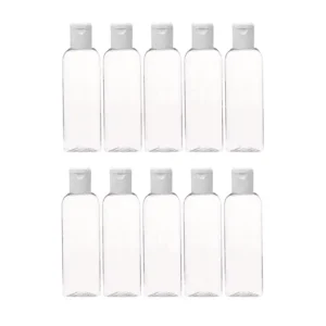 Empty Refillable Round Plastic Bottles with Flip Top Caps